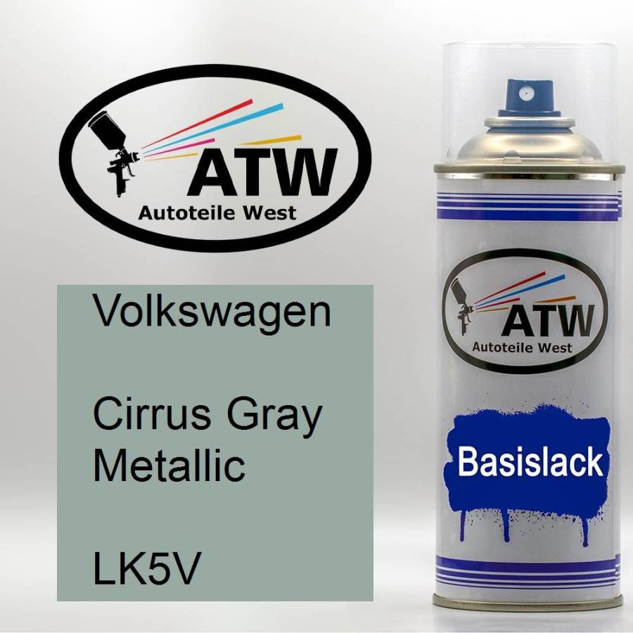 Volkswagen, Cirrus Gray Metallic, LK5V: 400ml Sprühdose, von ATW Autoteile West.